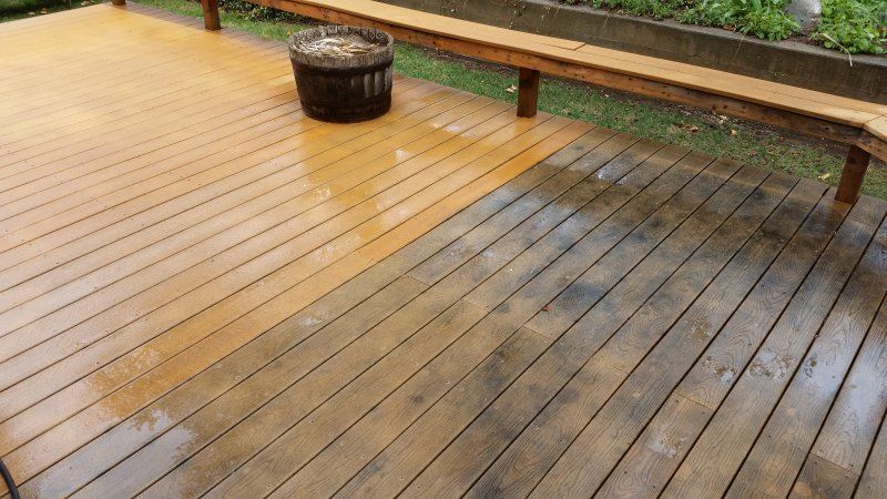 Before & After Comparison of Power Washing Wooden Deck